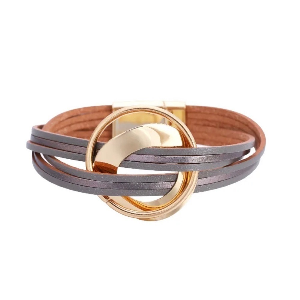 Bohemian layered leather bracelet